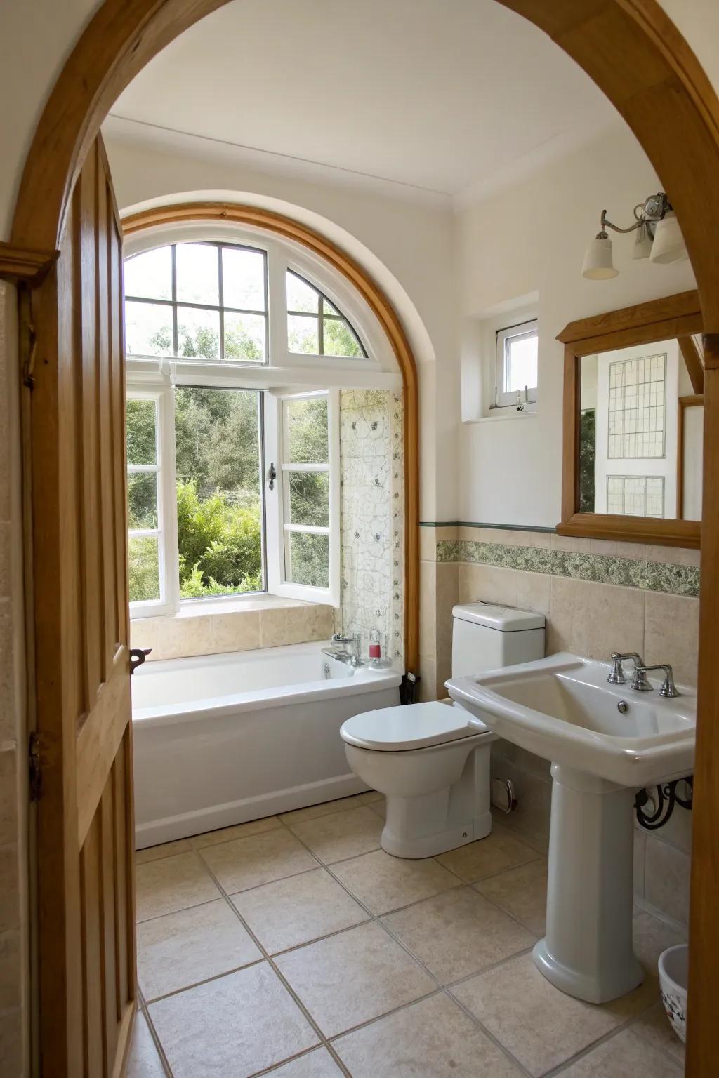 Curved entrances and glass openings append traditional Mediterranean architecture.