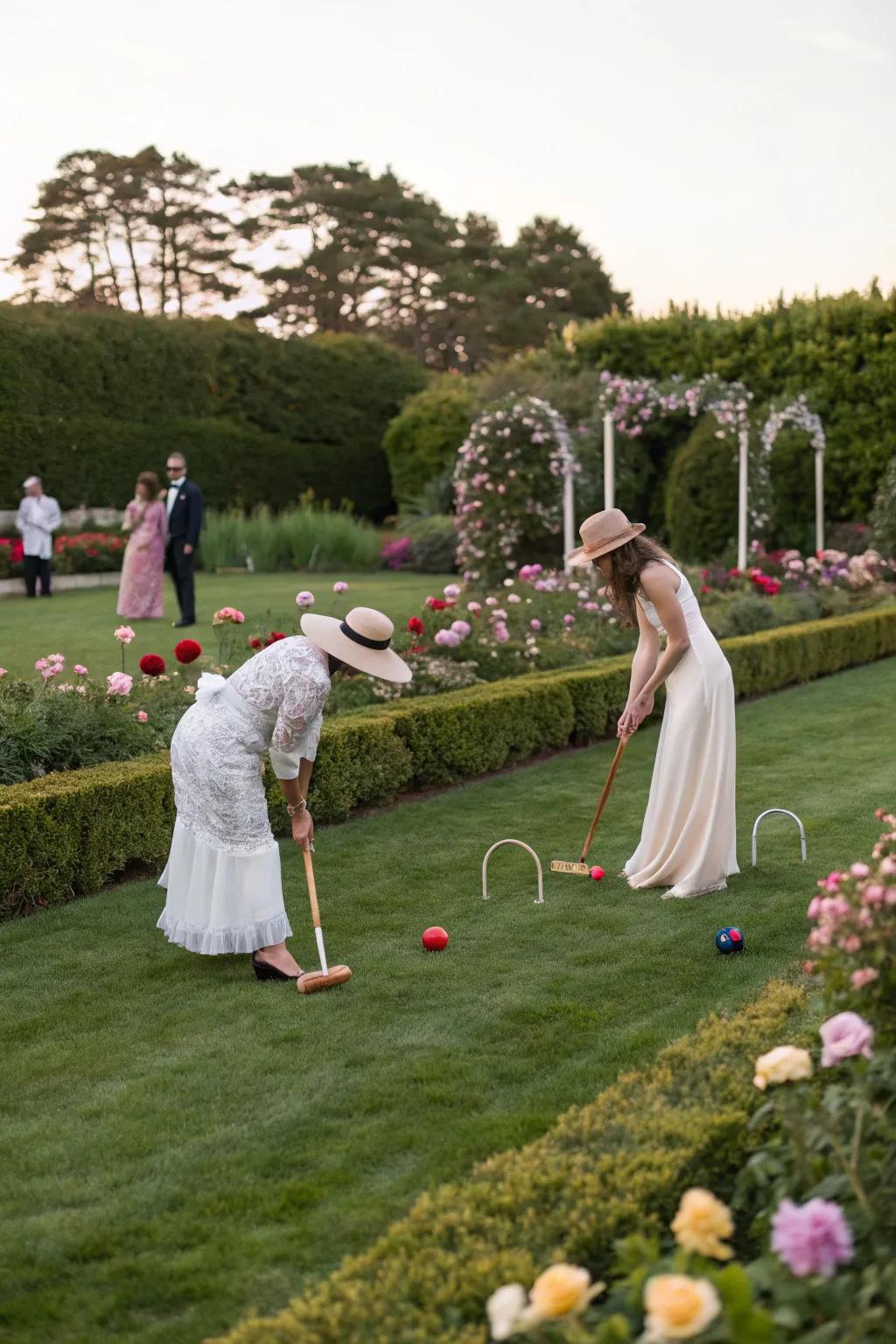 Append a playful element with traditional lawn games.