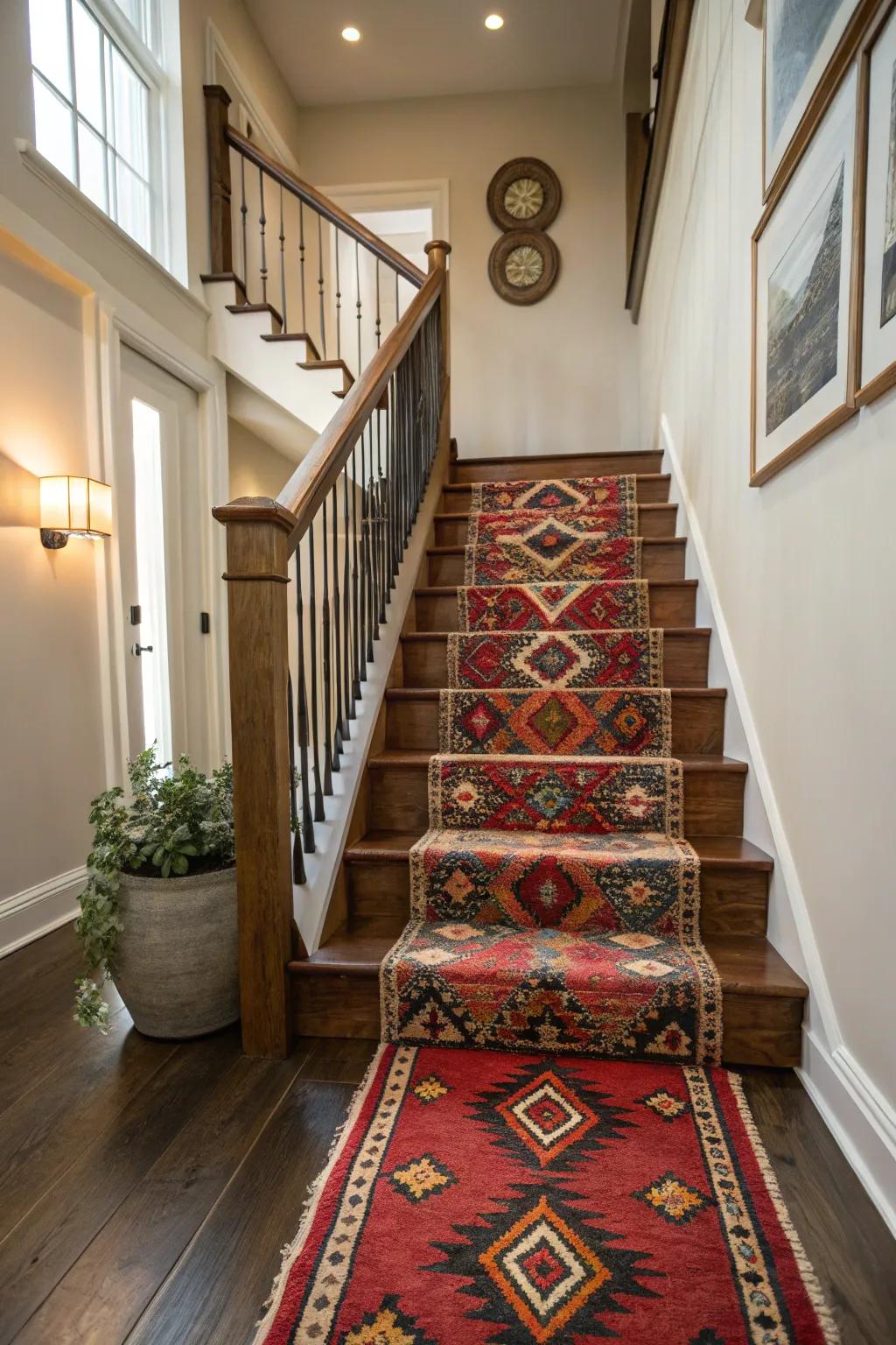 A decorative rug in your stair area can add warmth and character.