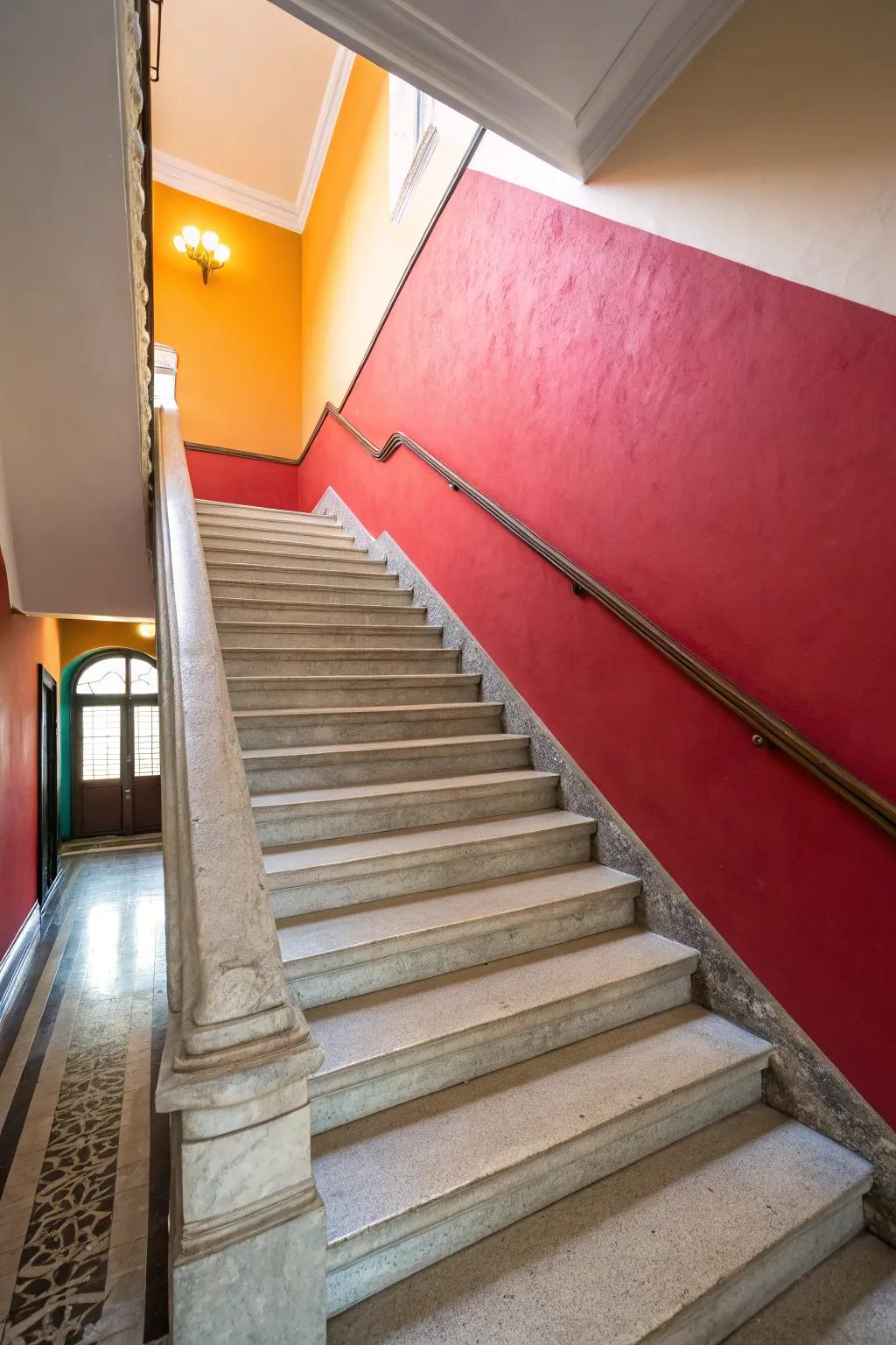 A daring coating selection has the ability to make your staircase wall radiate with individuality.