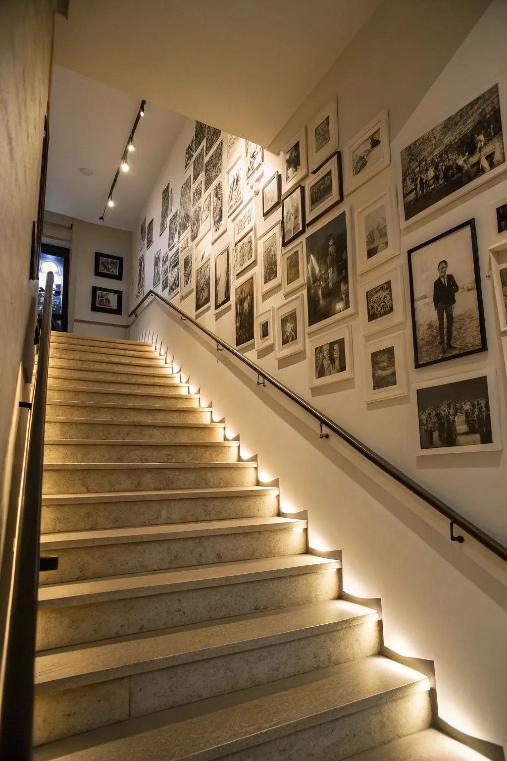 A monochrome gallery wall offers a timeless style.