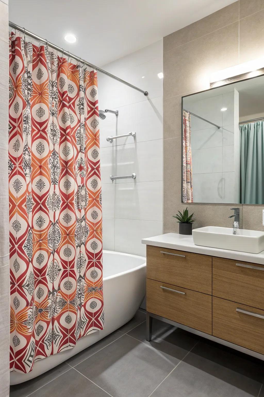 Bold patterns can transform your bathroom into an energetic space.