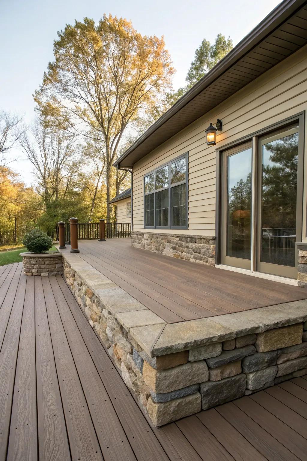 Stone cladding that flawlessly matches the home’s color scheme.