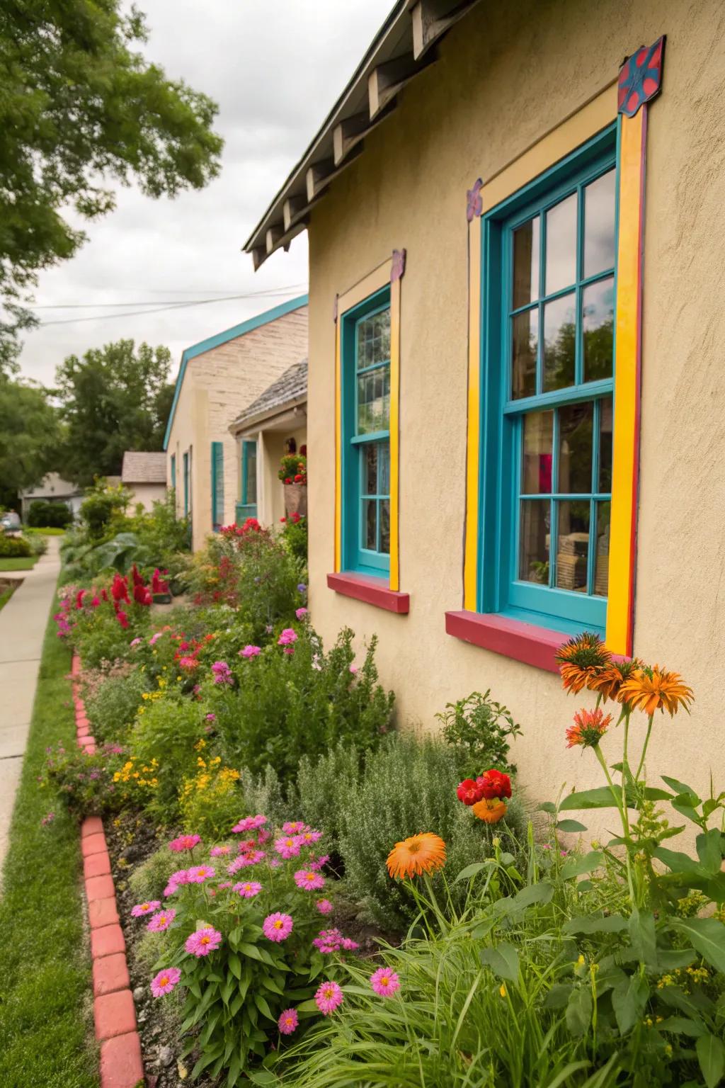 Colorful edges add a playful touch to this vibrant home.