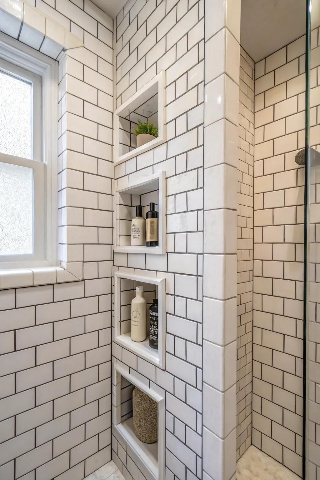 Vertical niches offer smart and stylish organization.