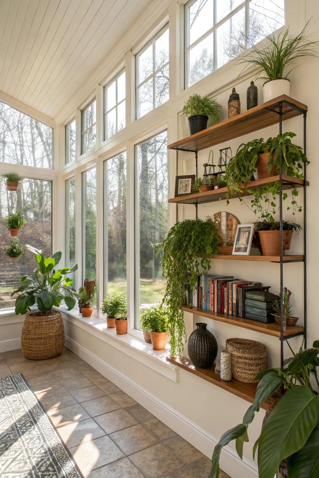 Vertical area utilization enhances design and utility.