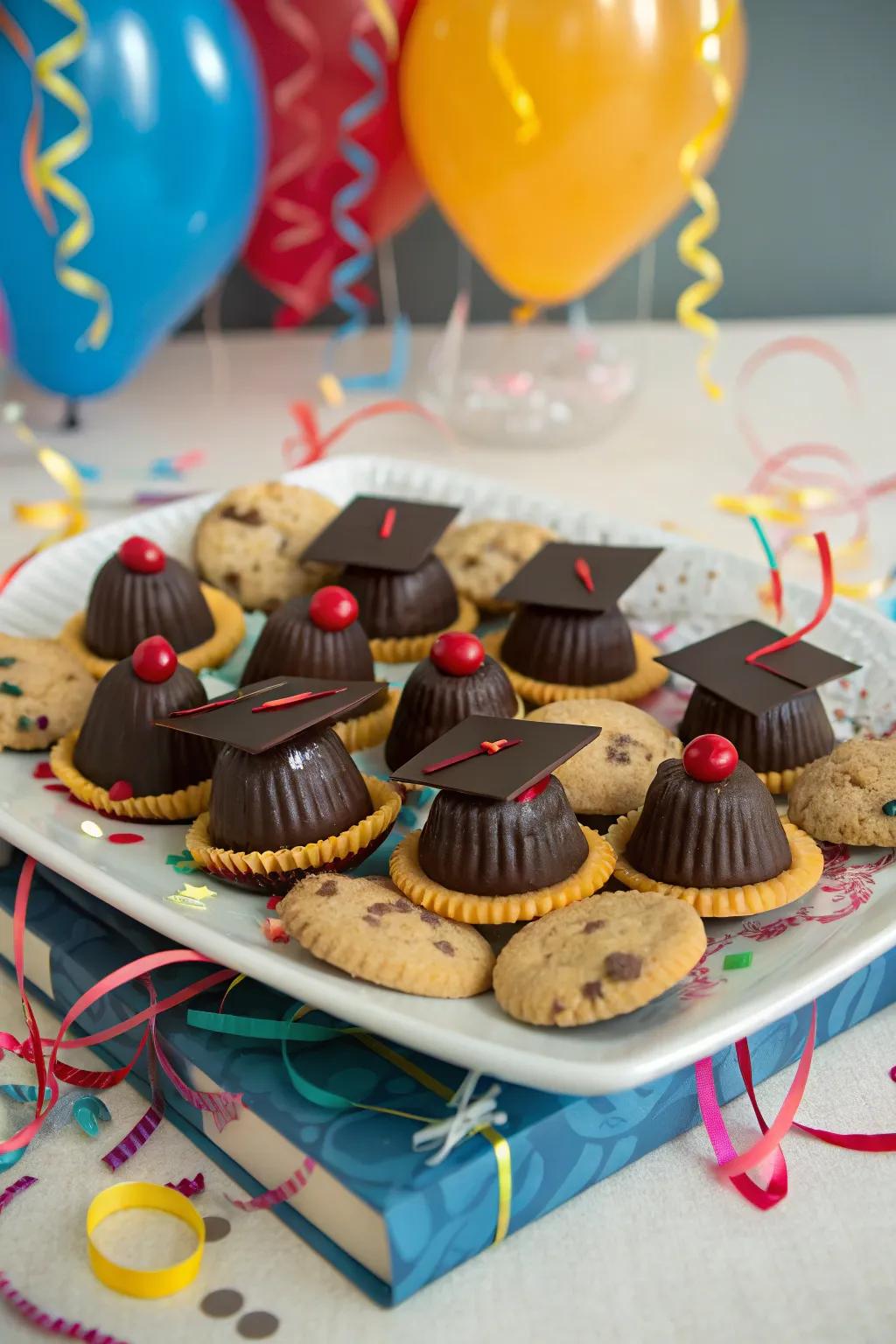 Confectionary academic caps provide a delightful treat and engaging conversation piece.