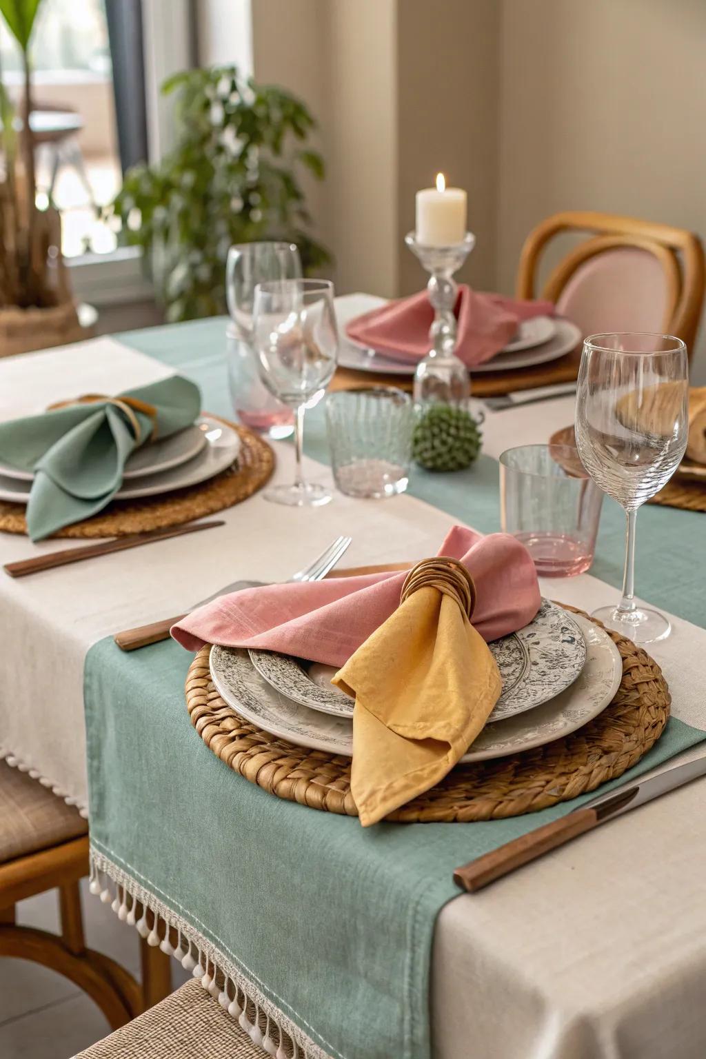 Unified palette harmony cultivates a polished tablescape.