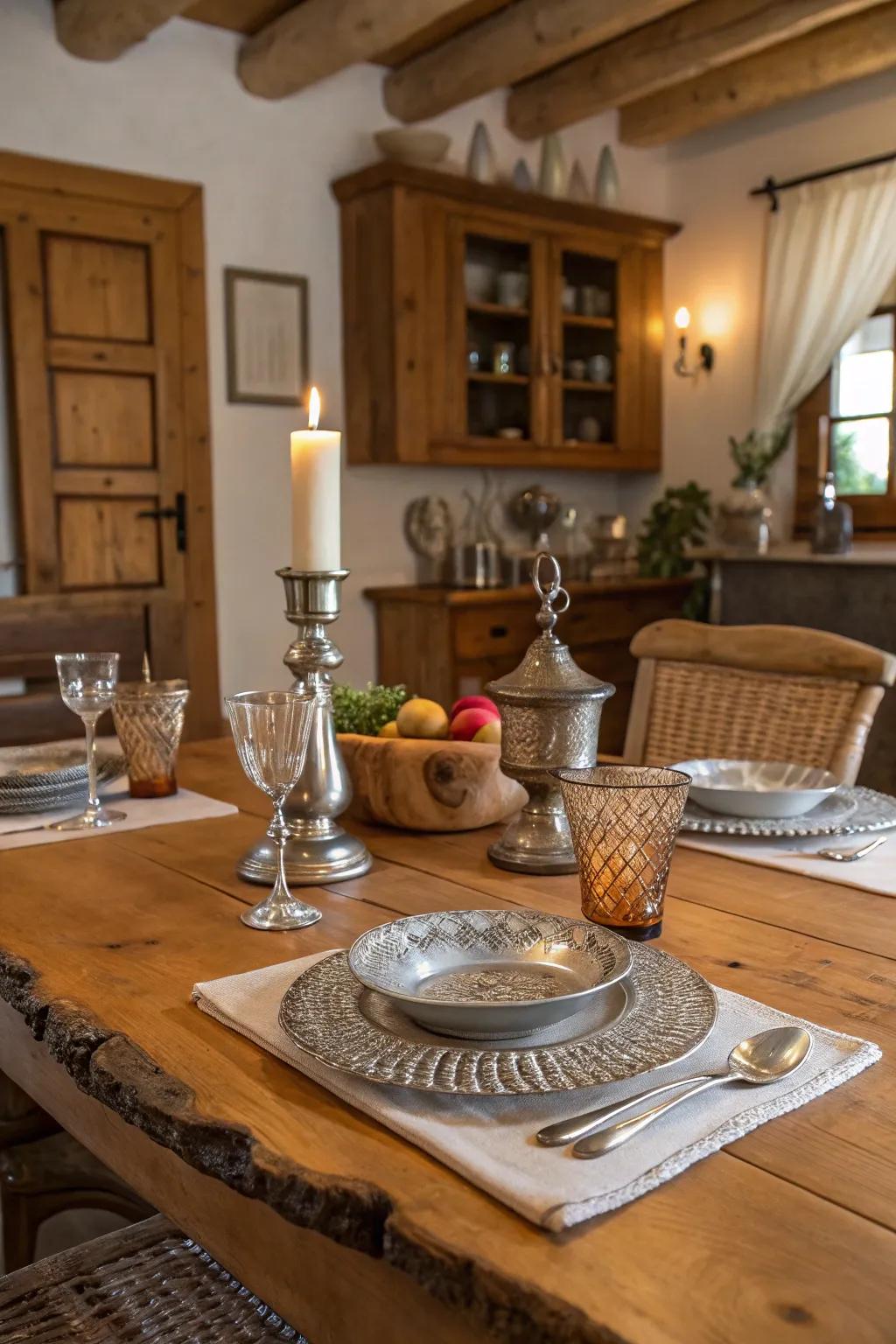 Embrace earthy rustic accents with timber and vintage pieces.