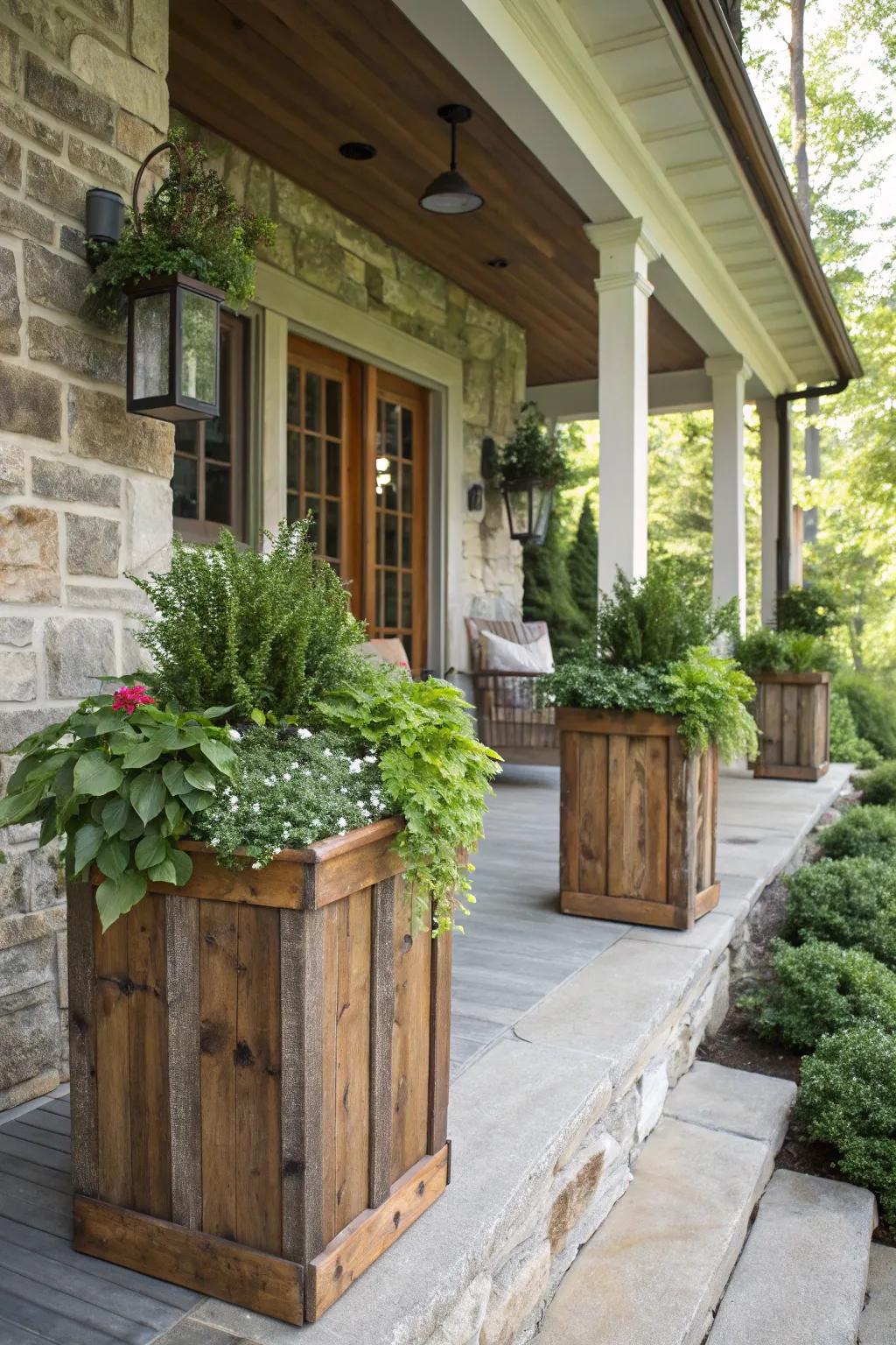Rustic textures infuse warmth and charm.