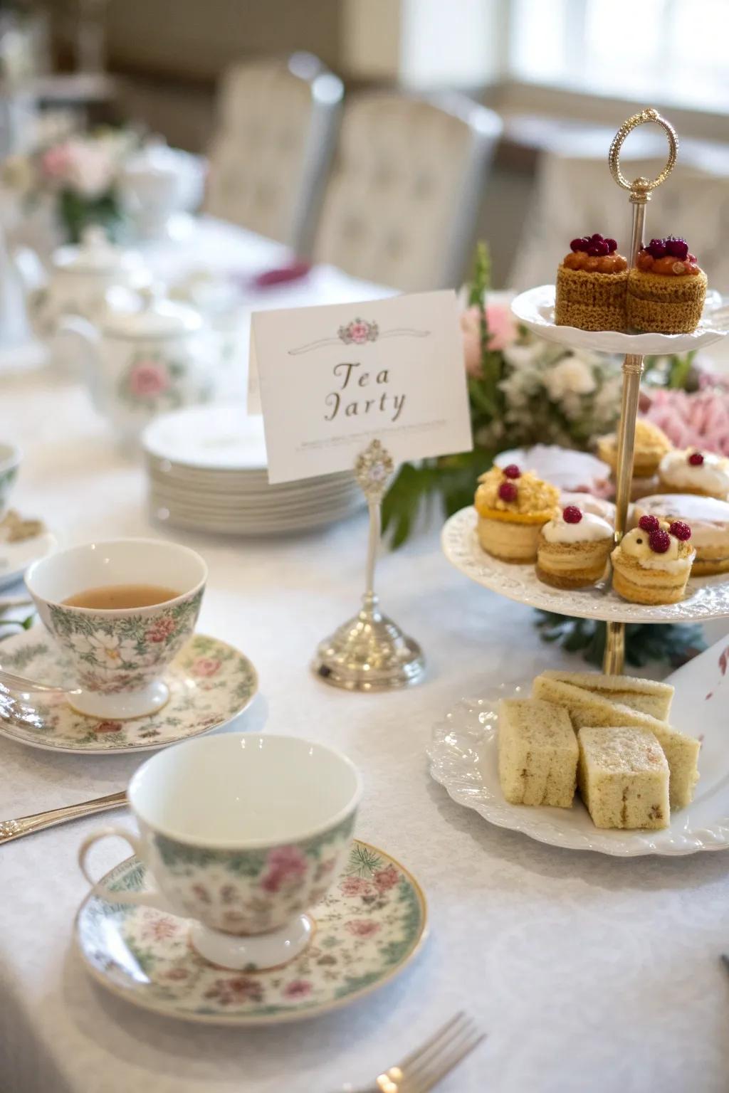 Elegant name cards personalize each place setting.