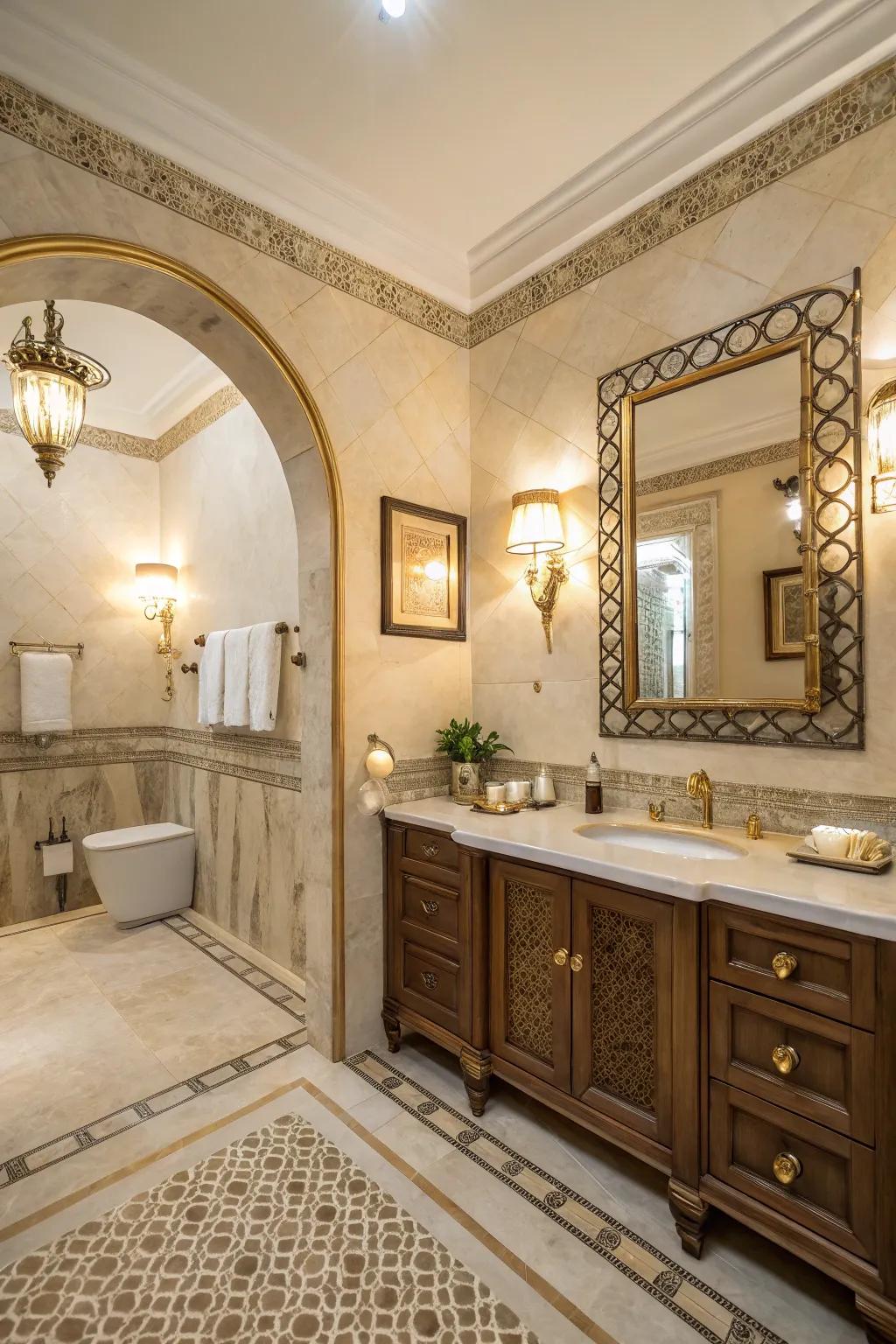 Introduce warmth and opulence with brass and gold hardware.