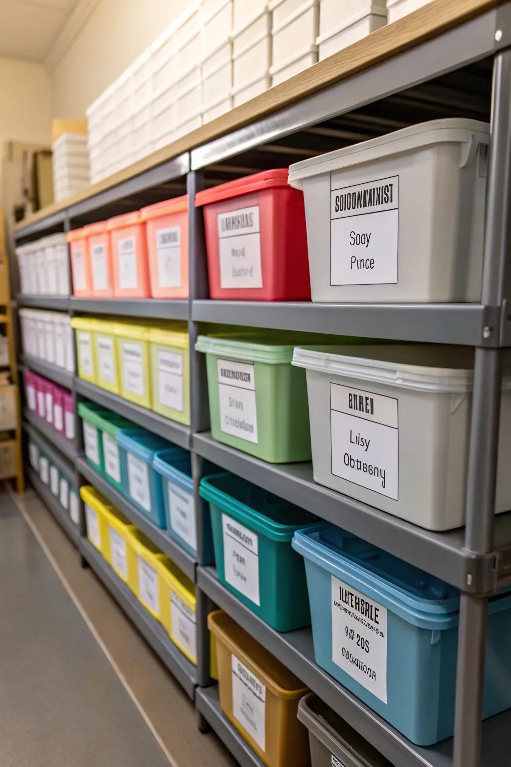Labels make it easy to manage and keep toy storage organized.