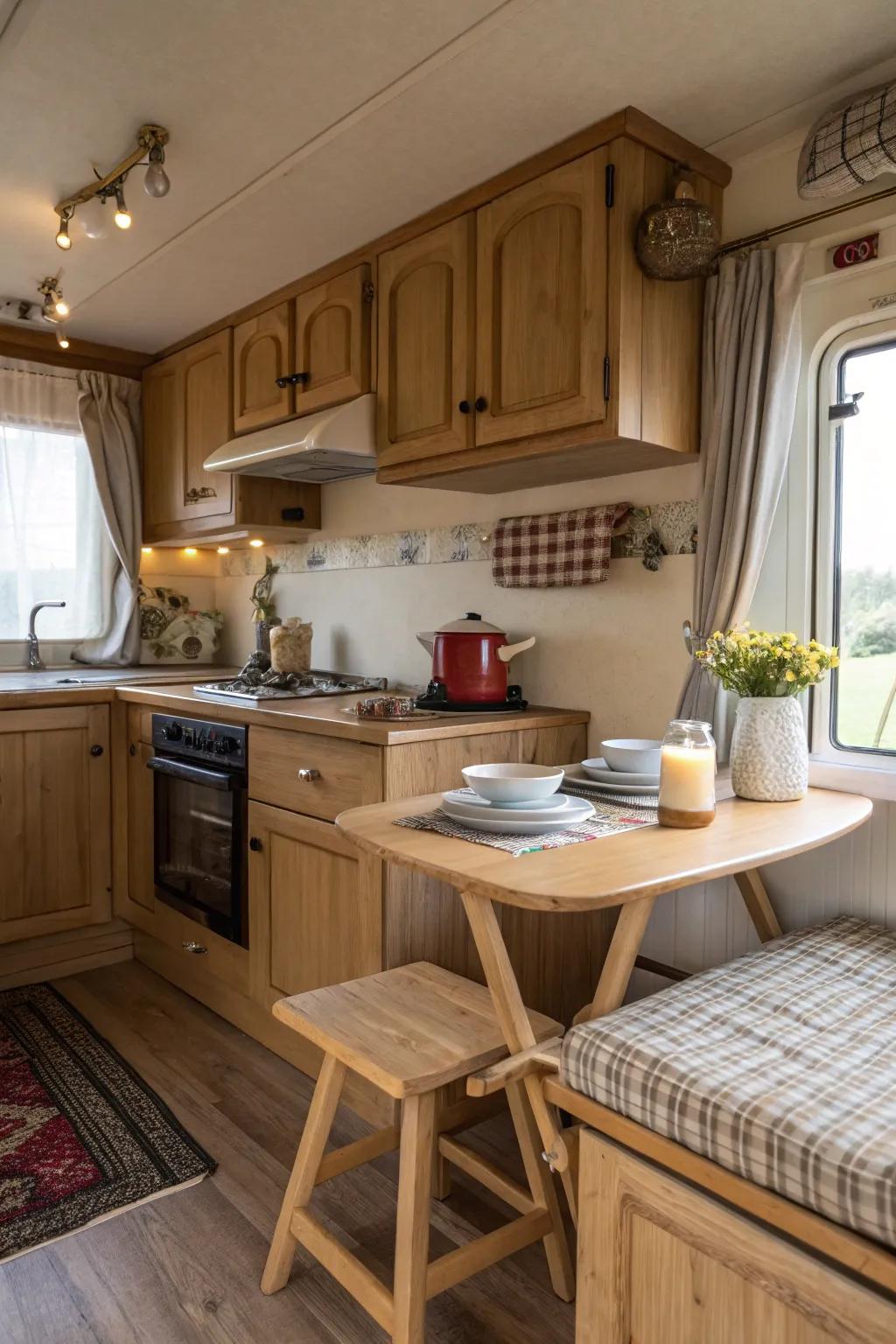 Natural elements such as wood add warmth and a cozy sensation.
