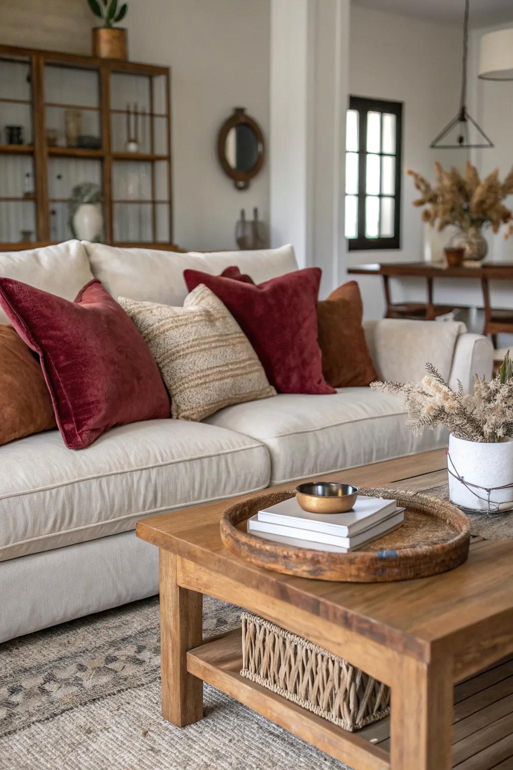 An assortment of textures enlivening the room.
