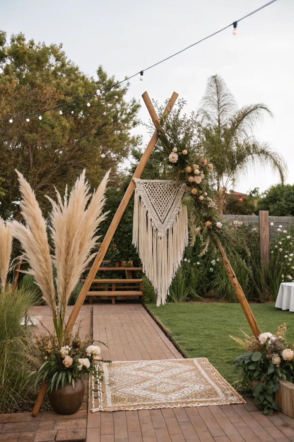 A bohemian triangle arch for a relaxed, chic setting.