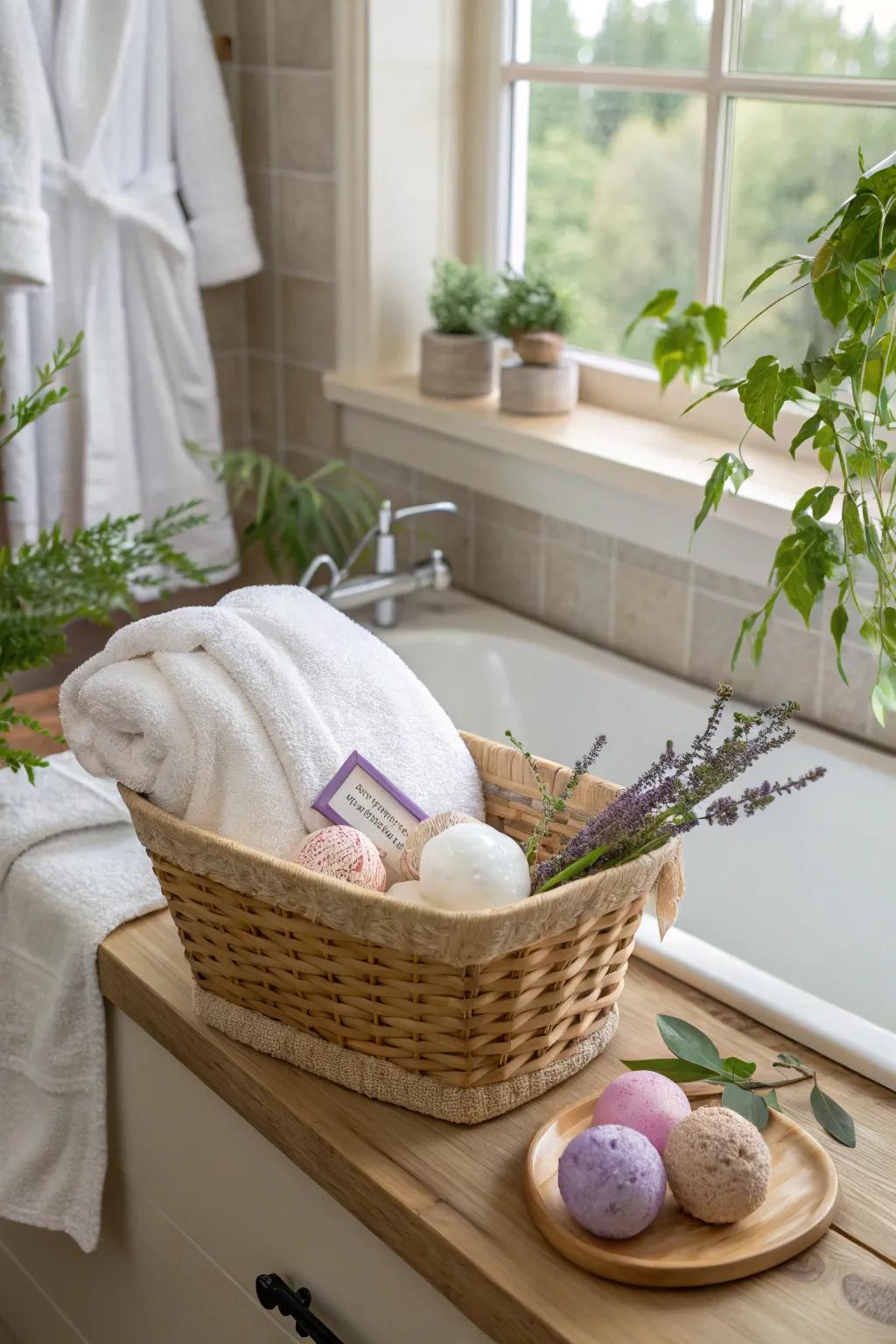 A self-care sanctuary in a basket.