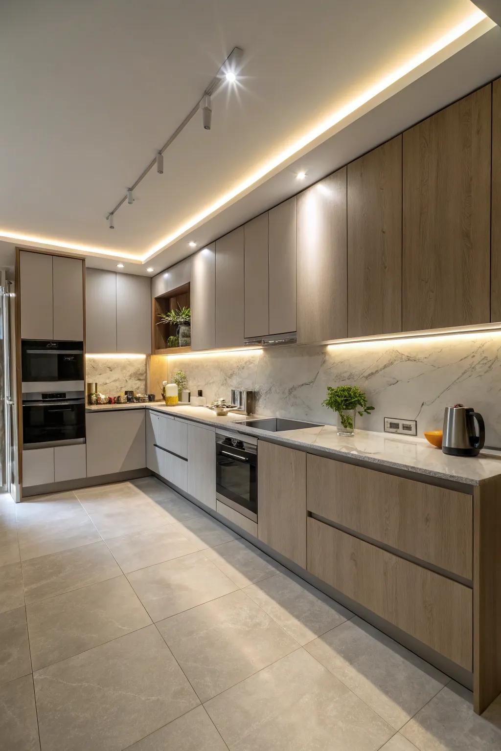 Hardwired lights ensure a smooth and refined aesthetic throughout any kitchen.