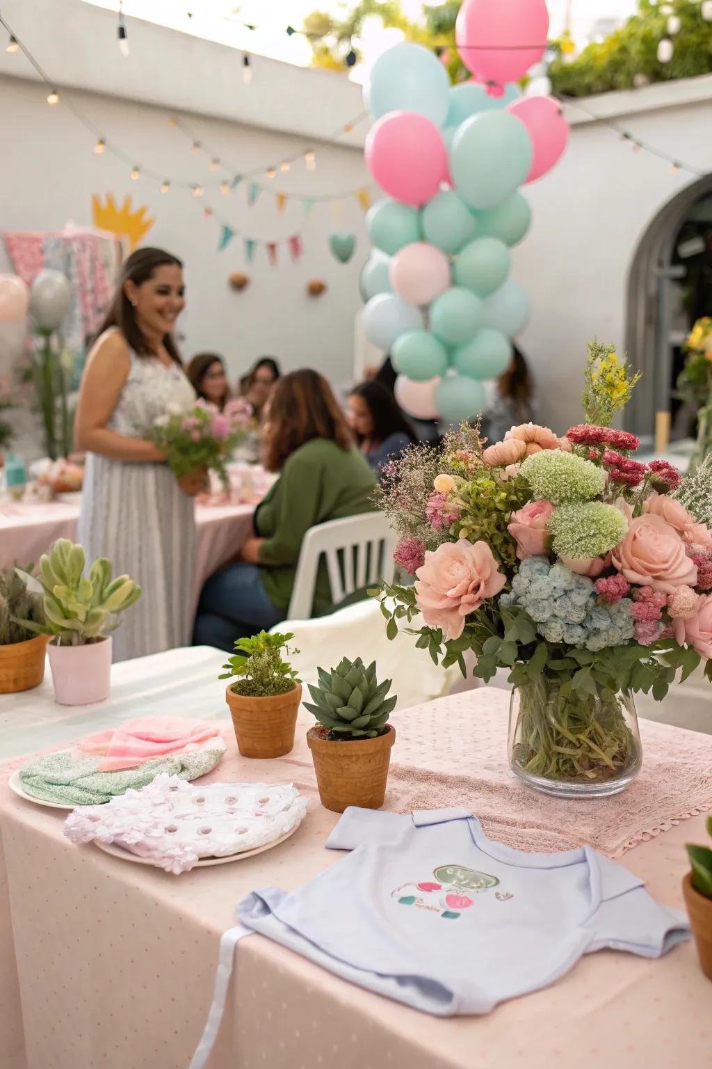 Full floral compositions featuring a blend of genuine and faux blossoms.