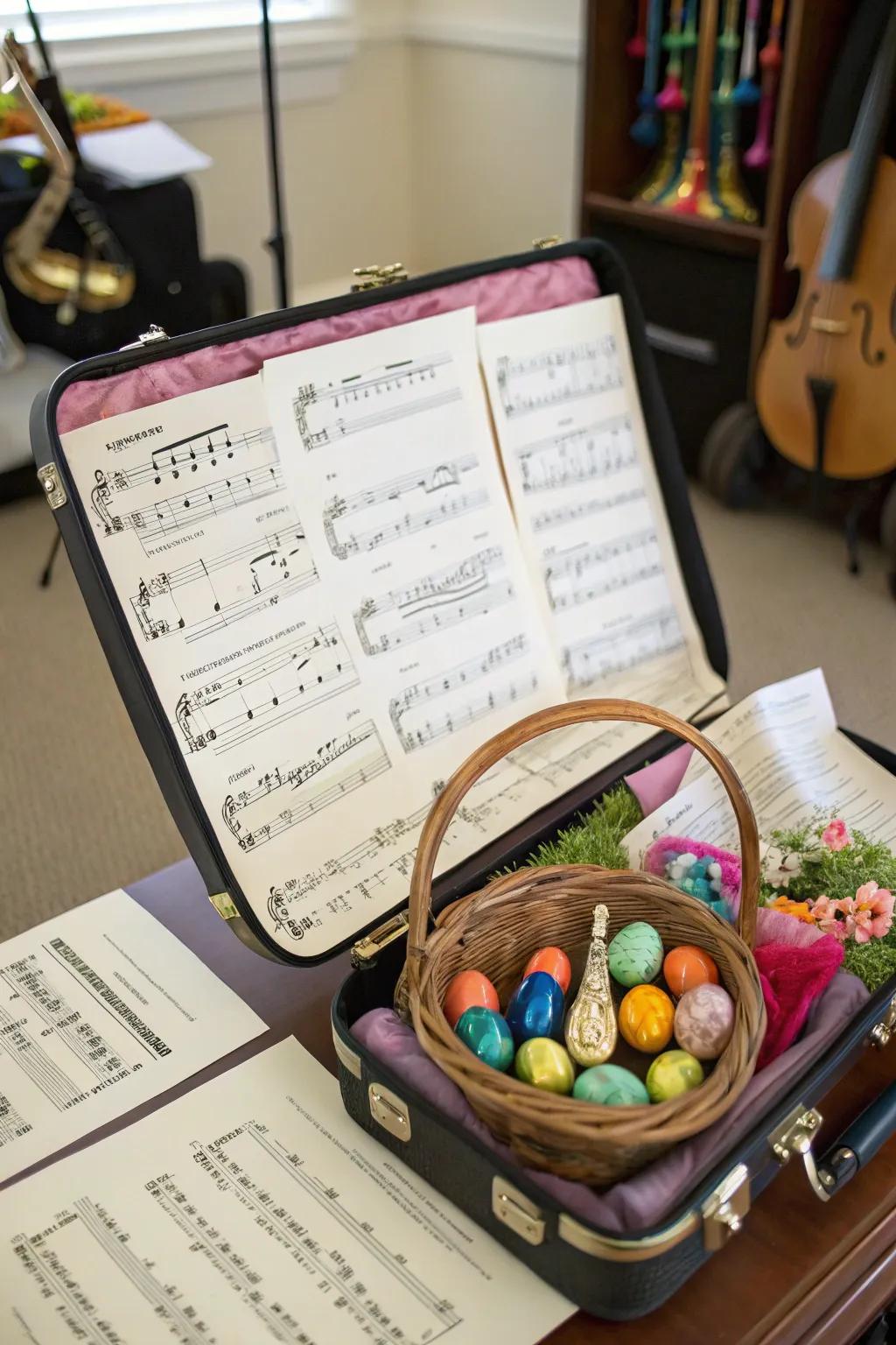 An orchestral instrument case basket designed for the melody creators.