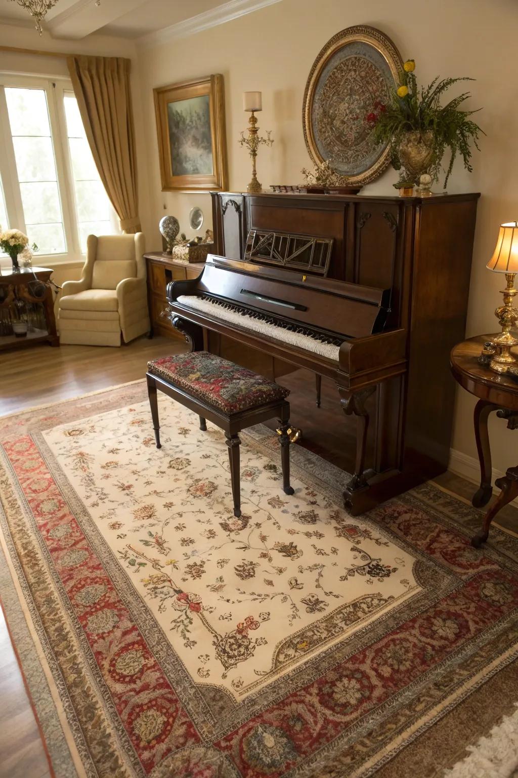 Ground your piano with a fashionable and useful rug.