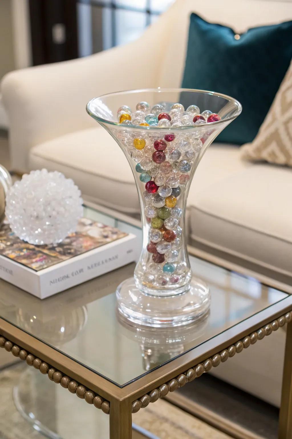 Incorporate elegance using plastic beads as fillers.