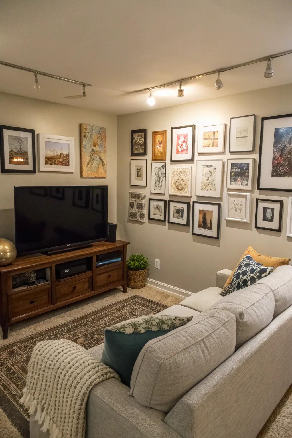 A gallery wall brings in character and personalization