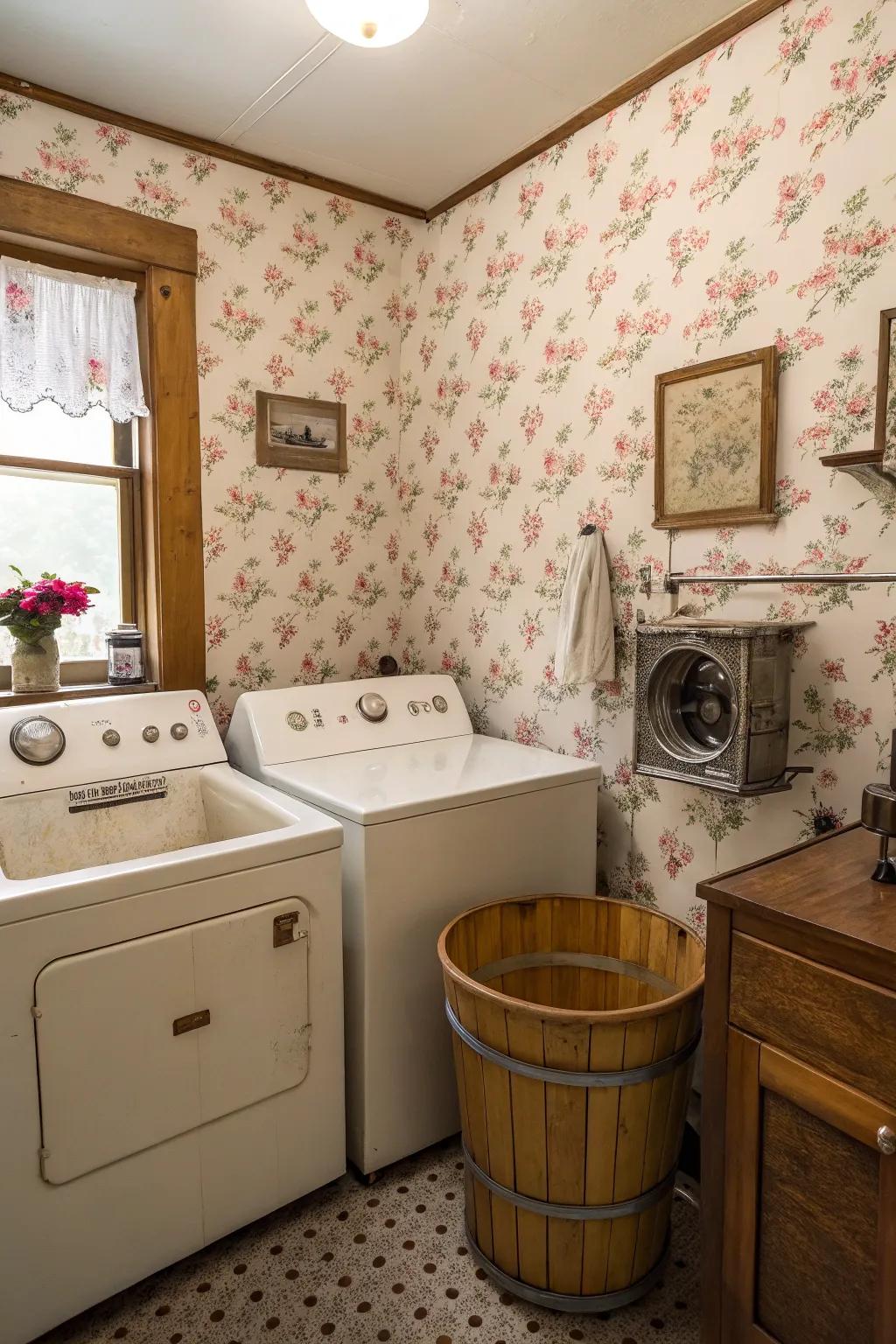 Romantic botanical wallpaper that brings classic charm to the room.