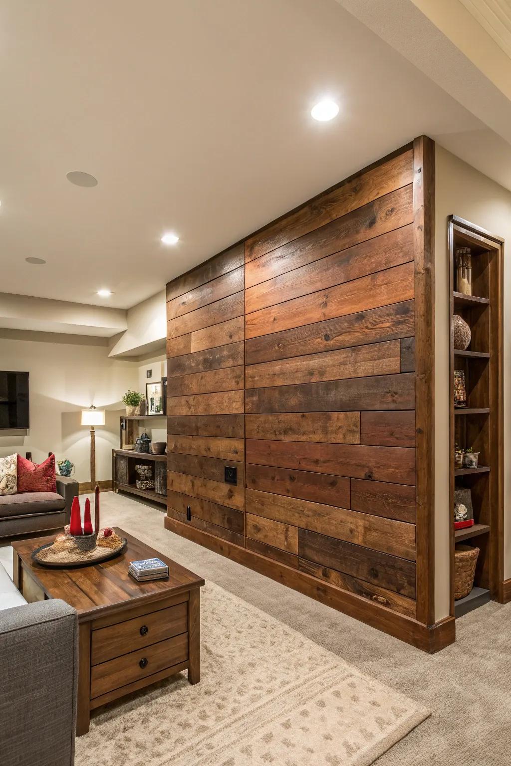 Wood accent wall.