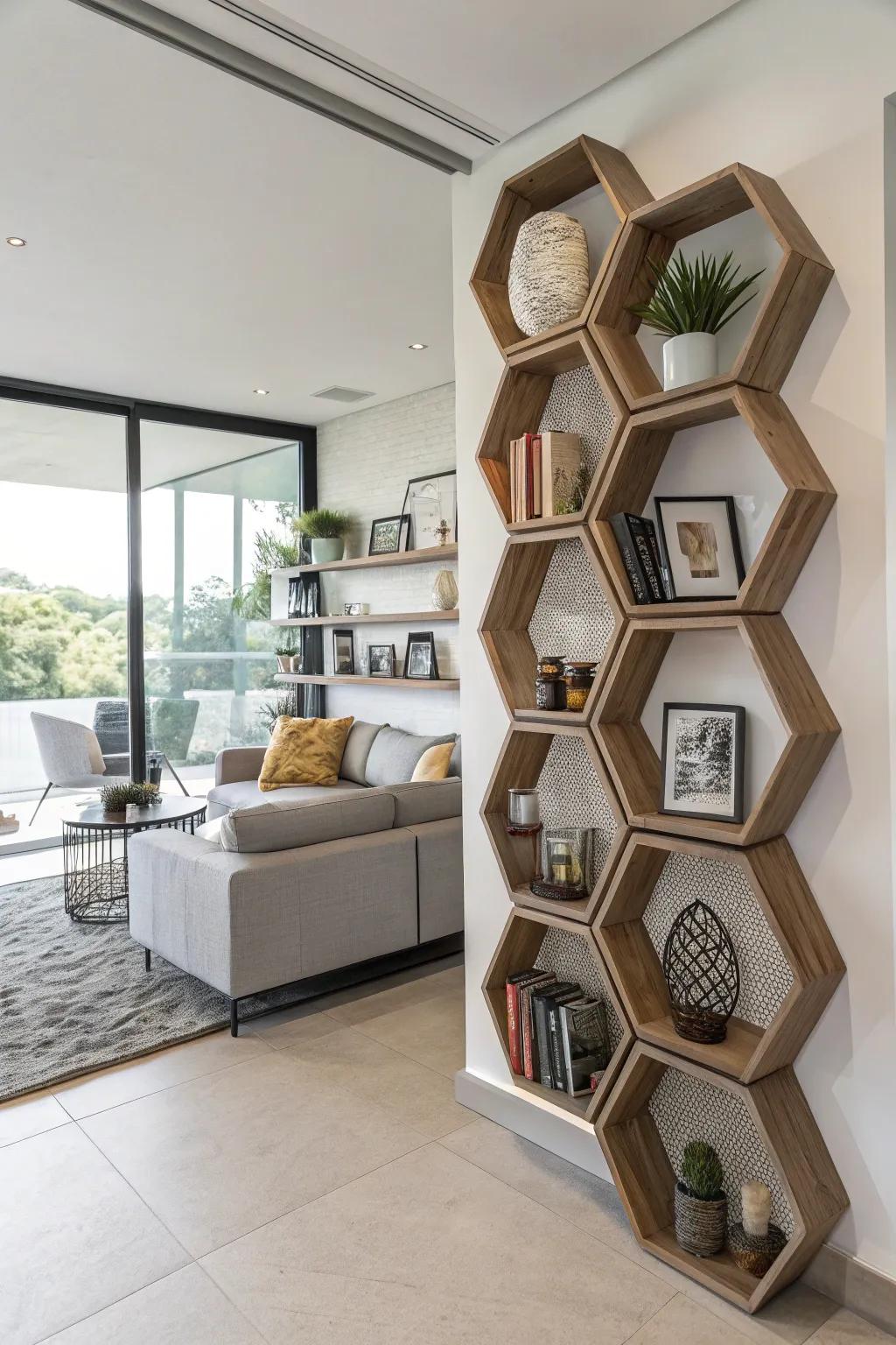 Intrigue with shelves of geometric design.