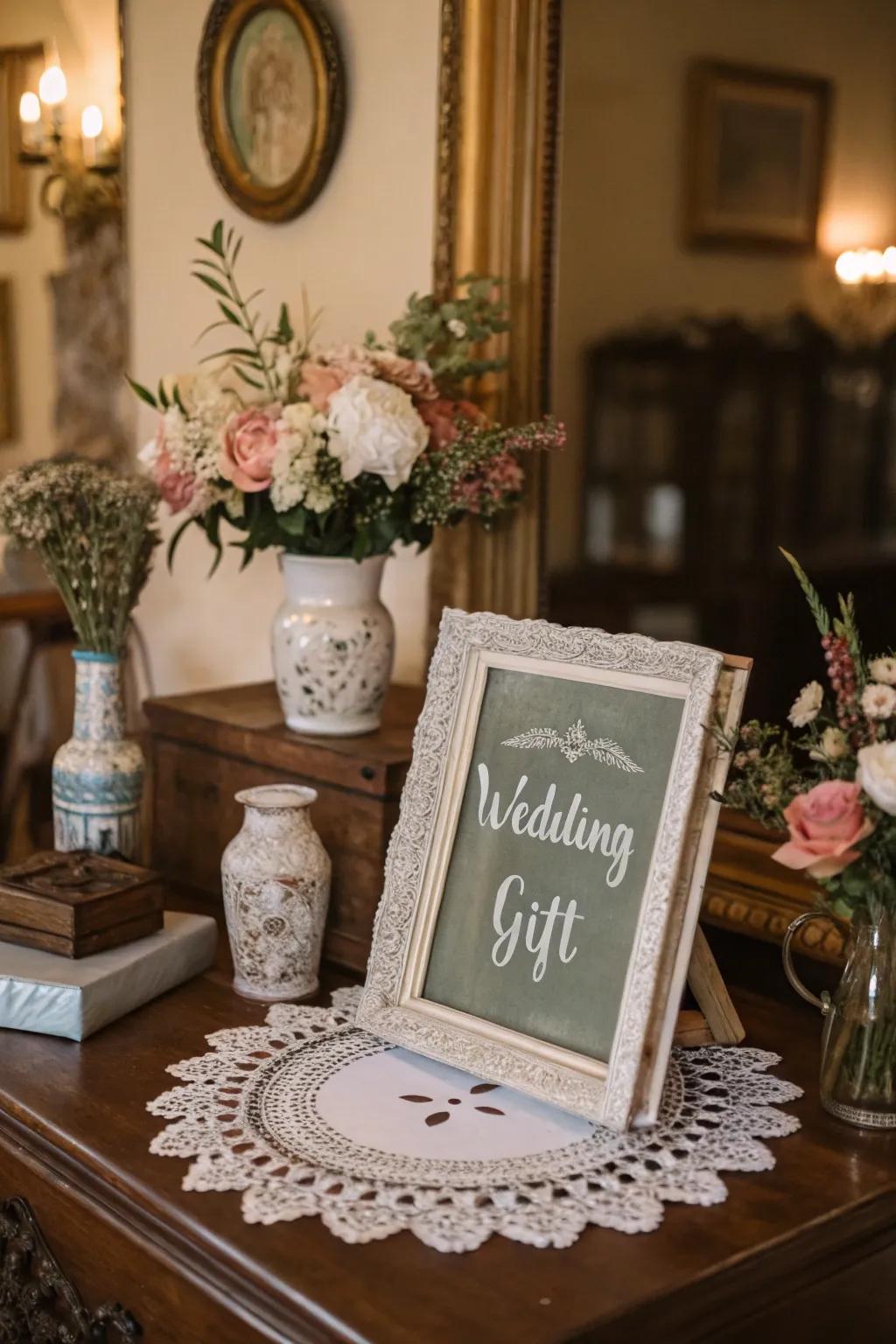 A vintage frame adds a nostalgic charm.