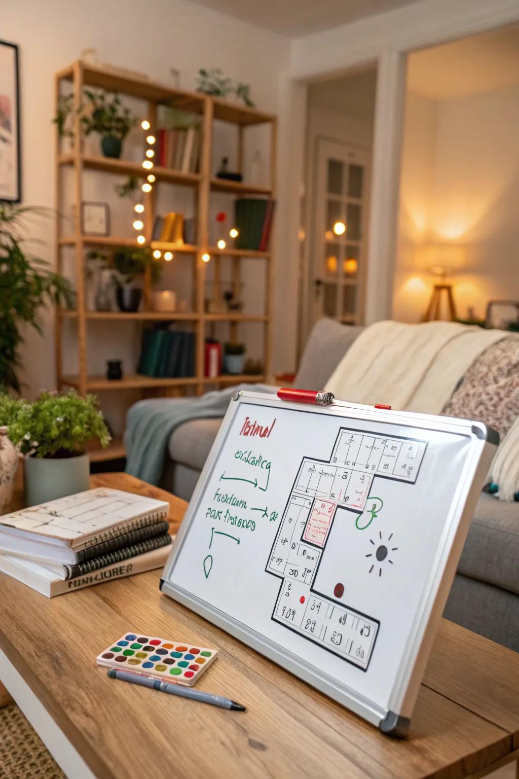 Engaging features on a magnetic writing surface welcome display.