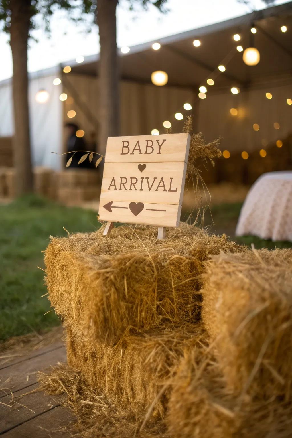 Hay bales create a natural, rustic setting.
