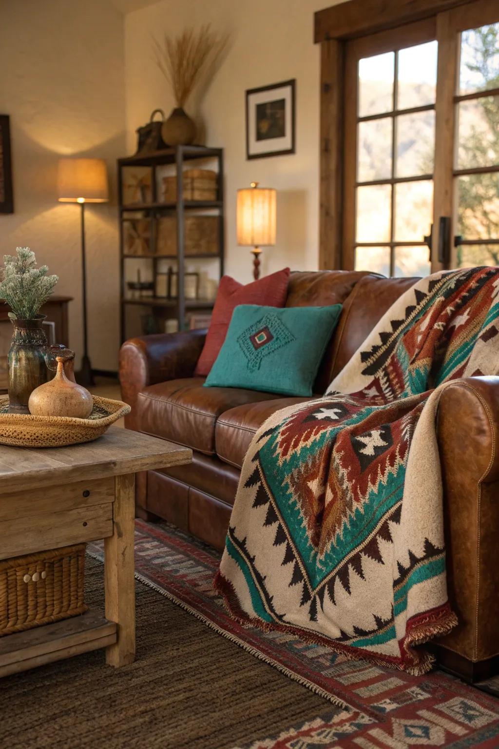 Geometric patterns give your home a dash of Southwest flair.