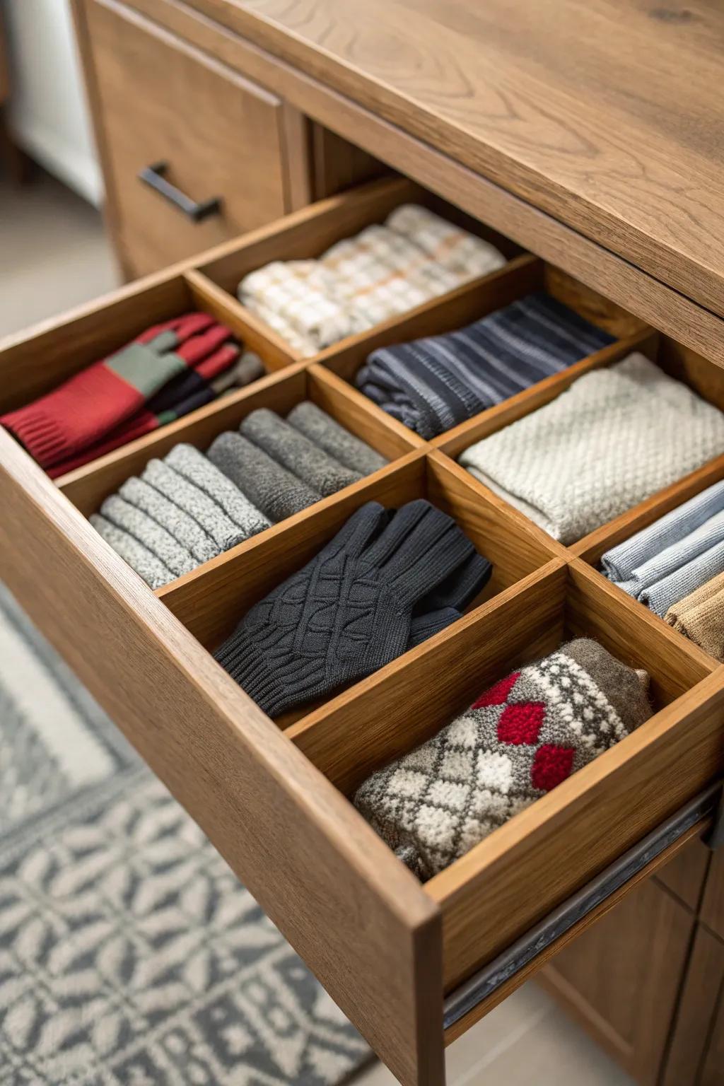 Keep your accessories in order with drawer dividers.