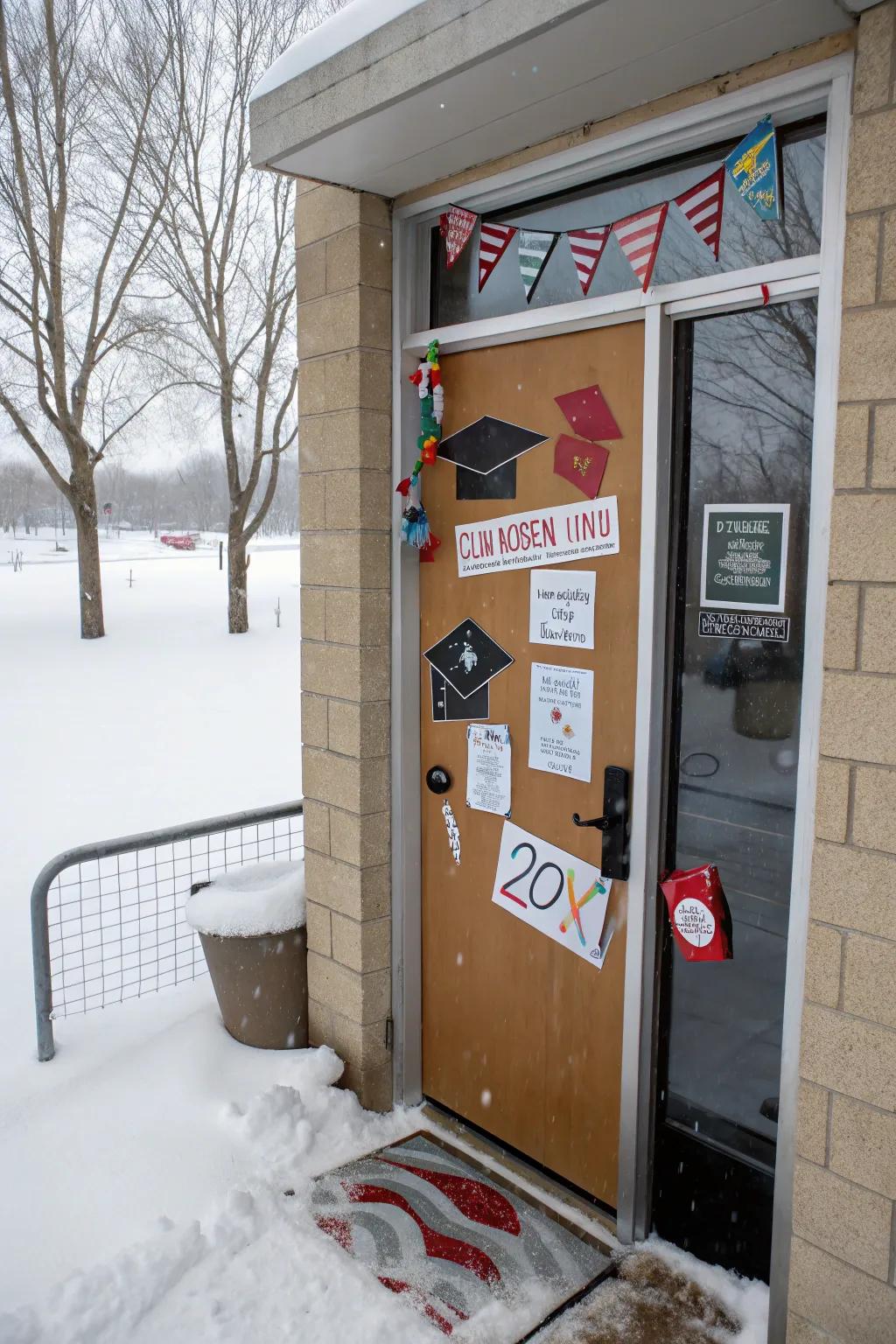 A snowy selfie spot invites students for a fun photo op