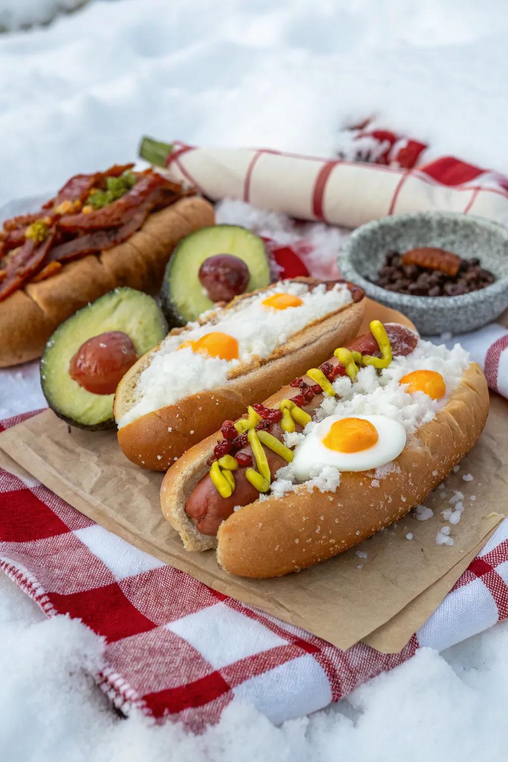 Gourmet hot dogs bring a playful element to any picnic.