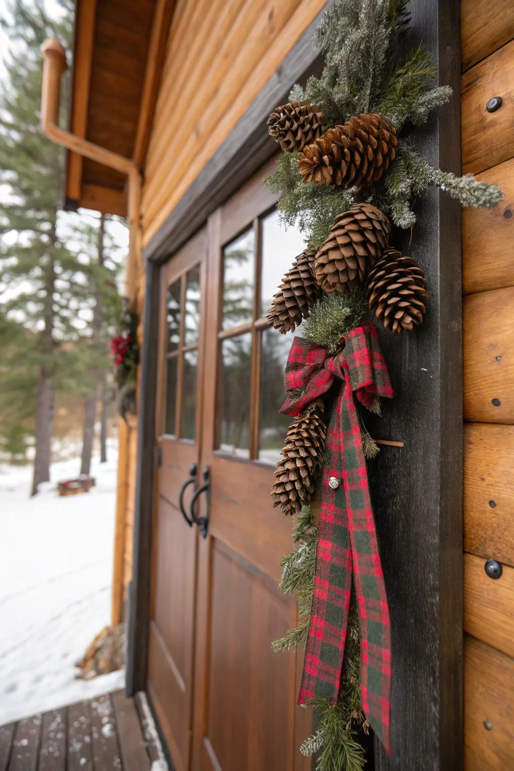 Pinecones add natural texture and charm.