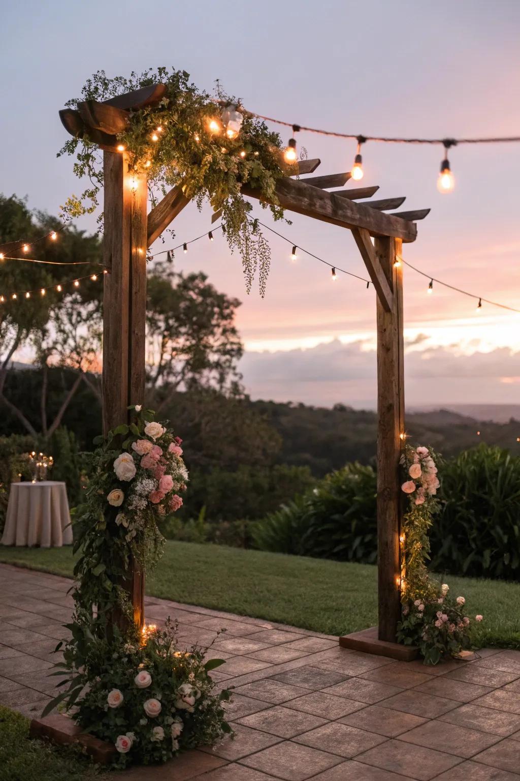 String lights create a magical, fairy-tale ambiance.