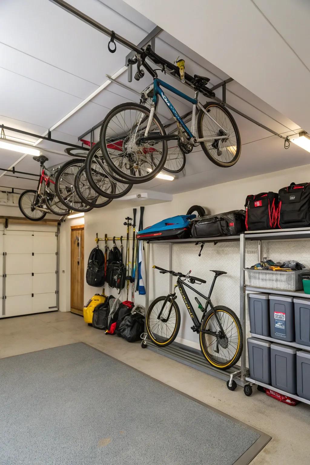 Overhead storage maximizes space for larger items.