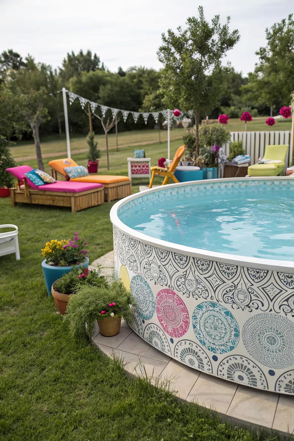 Express your style through distinctive decorative patterns encircling your pool.