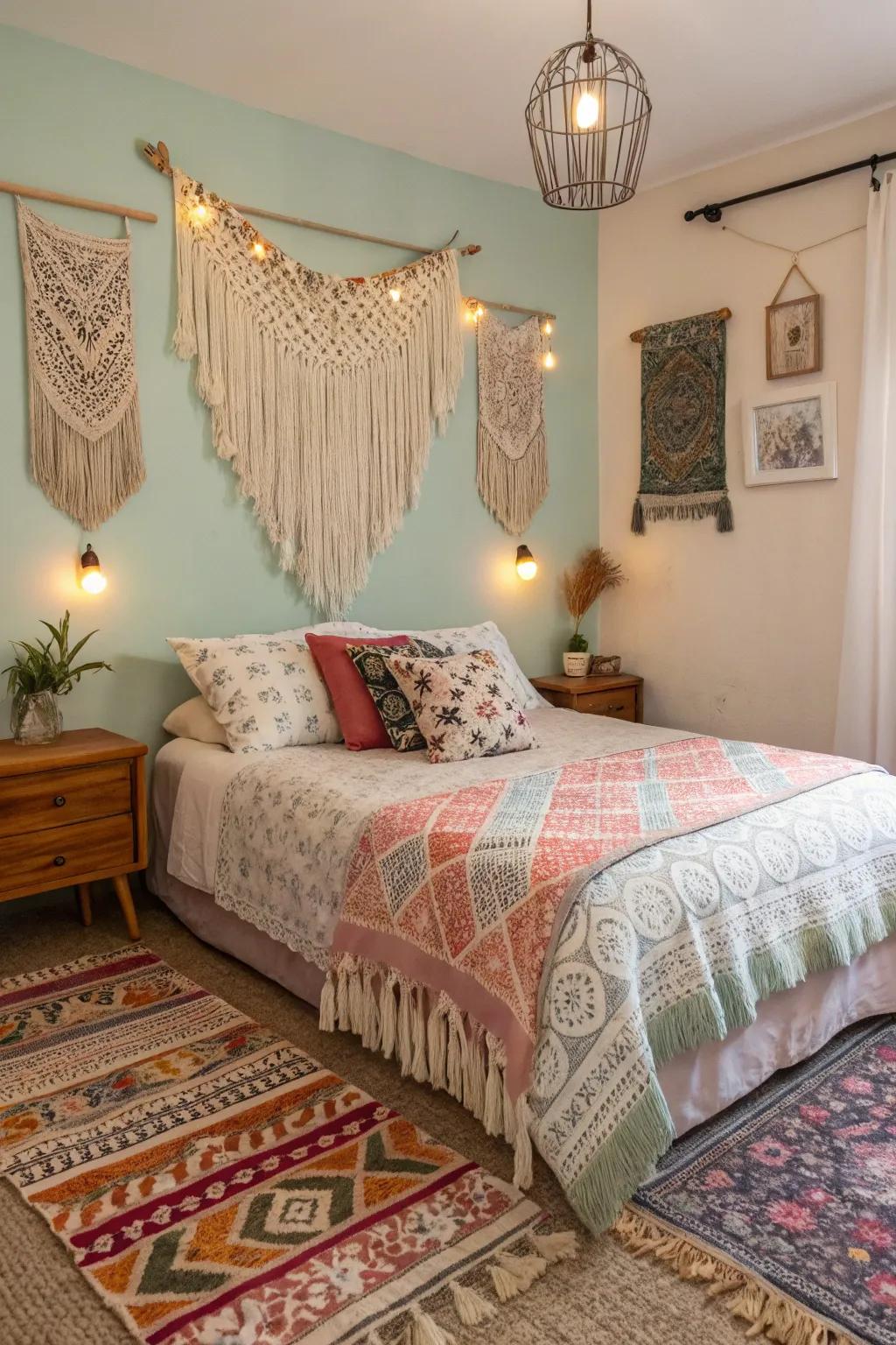 The fusion of bohemian elements infuses an eclectic appeal.