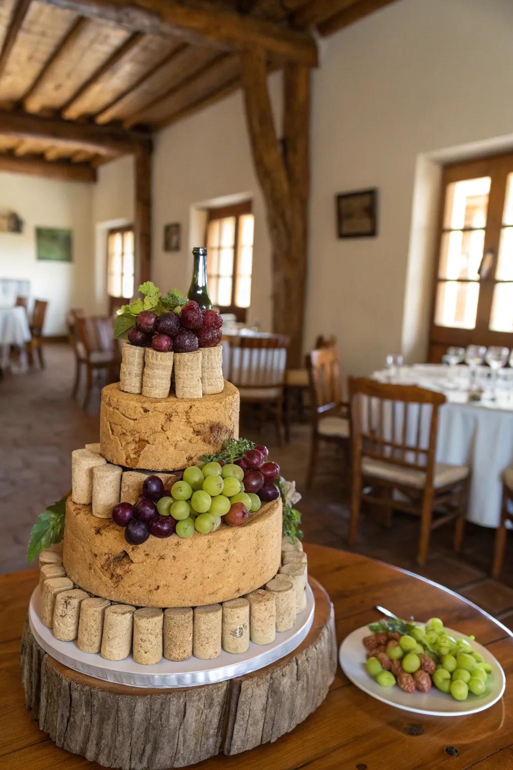Cake with Cork and Grape Details