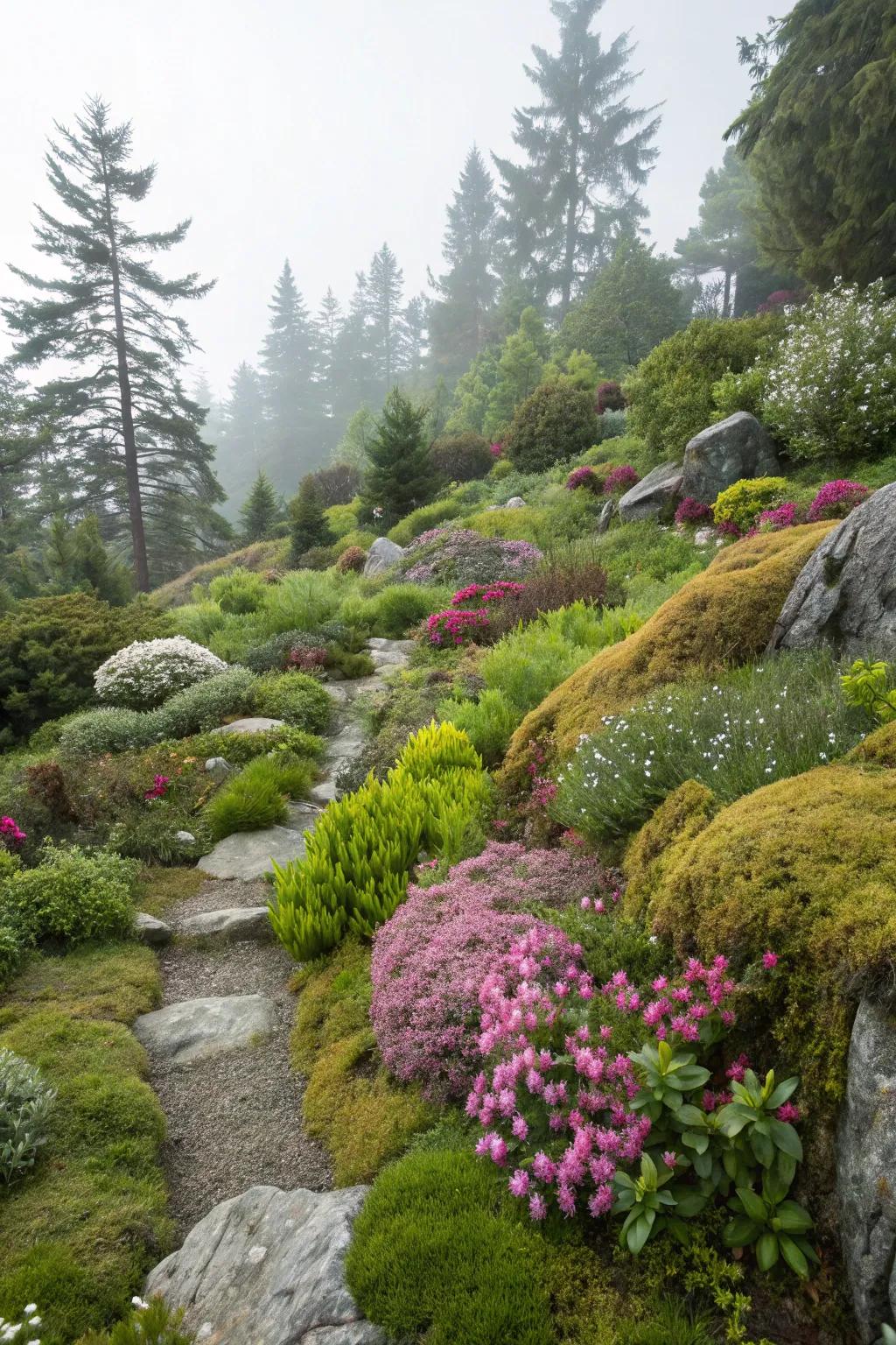 A delightful combination of textures within an alpine setting.