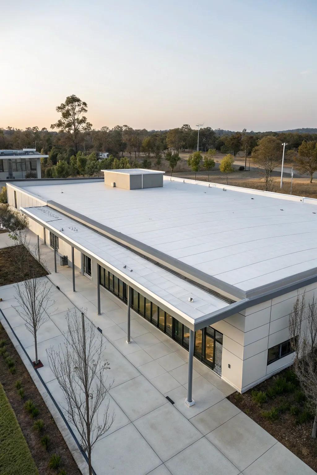 Single-ply roofing presents a sleek and efficient option for modern architectural designs.