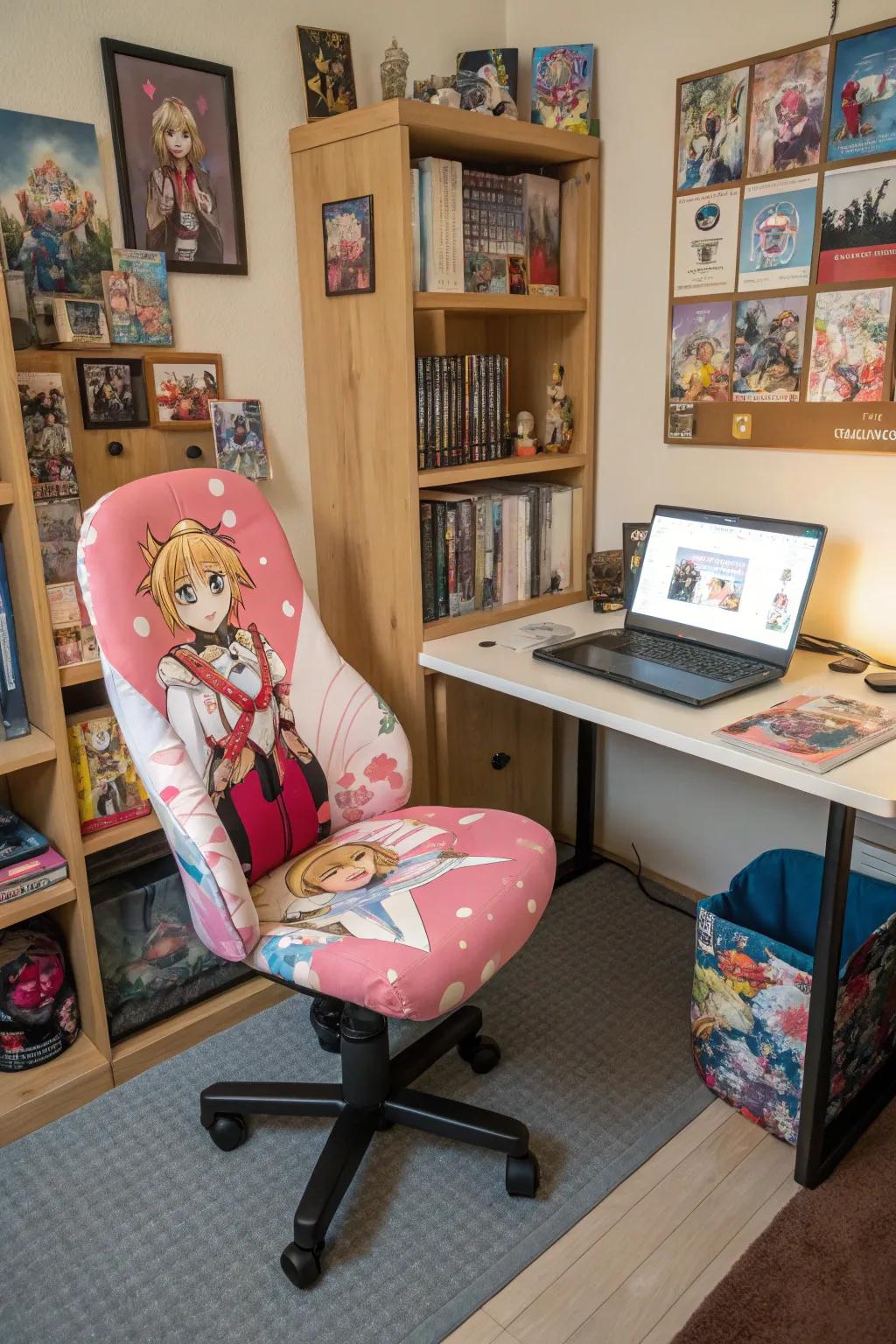 Personalized furniture gives an individual style to your anime themed space.