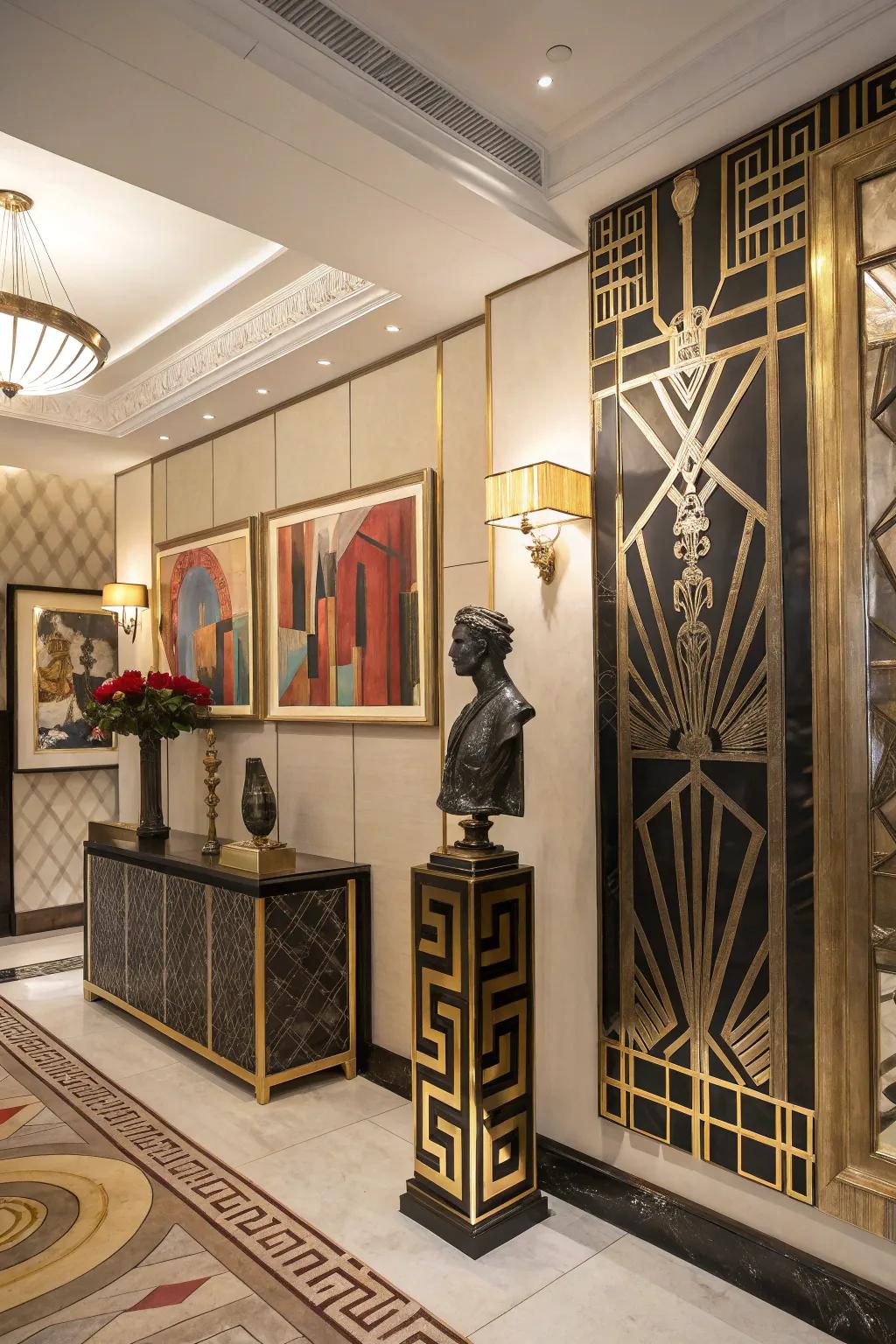 A daring and glamorous ambiance capturing the essence of Art Deco.
