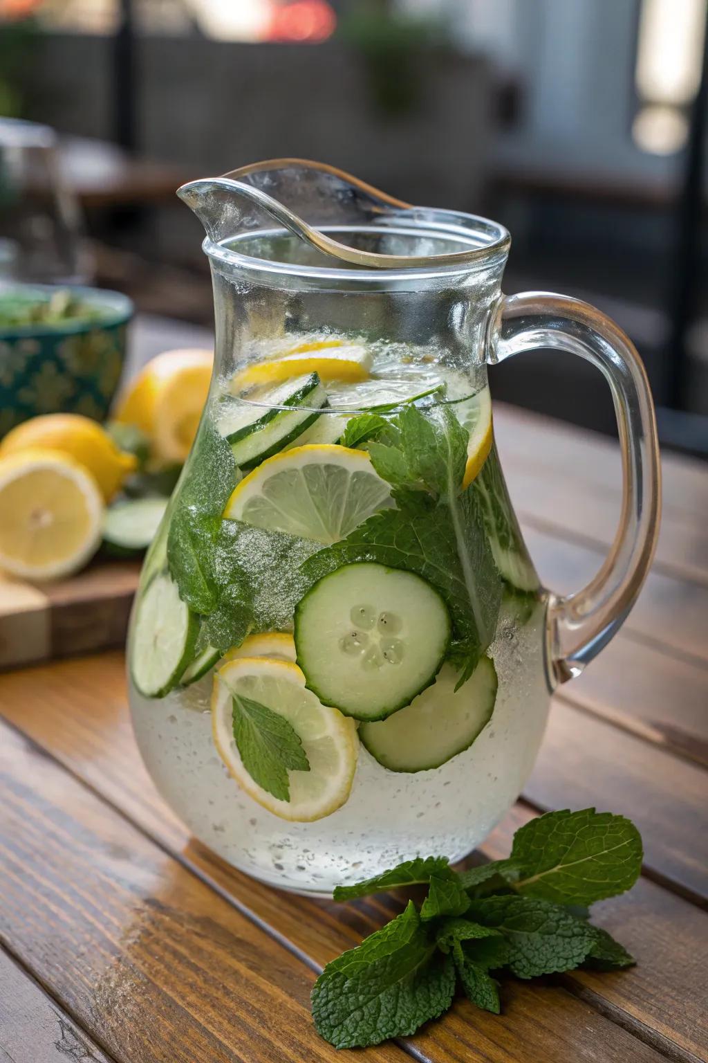 Flavored water is a revitalizing way to keep hydrated during your spa day.