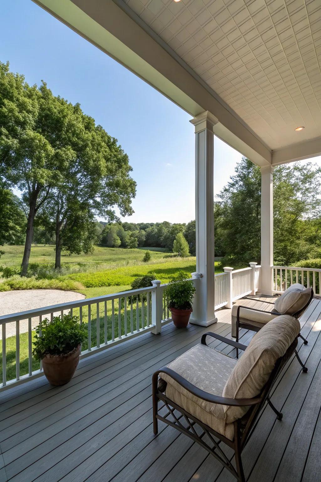 Embrace openness and spaciousness on your porch.