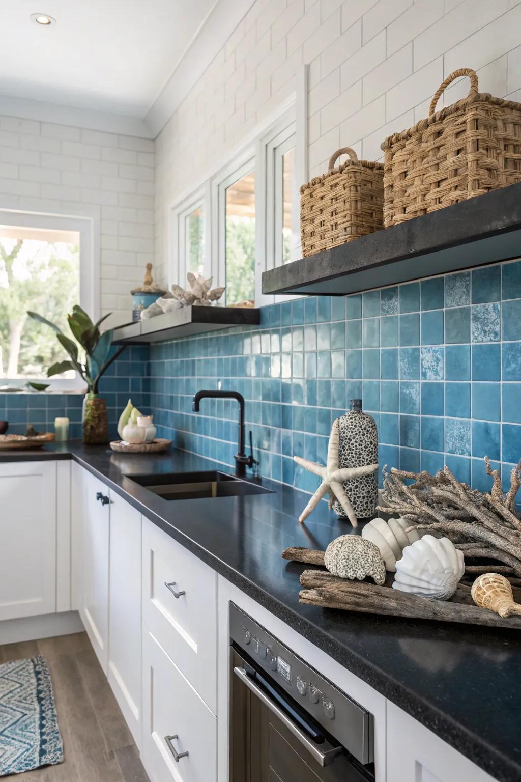 Blue backsplashes bring a refreshing and serene vibe to kitchens.